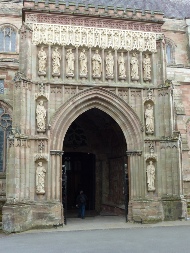 The entrance to Worcester Cathedral. 