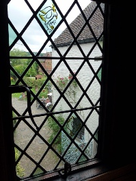 View through a Tudor window. 